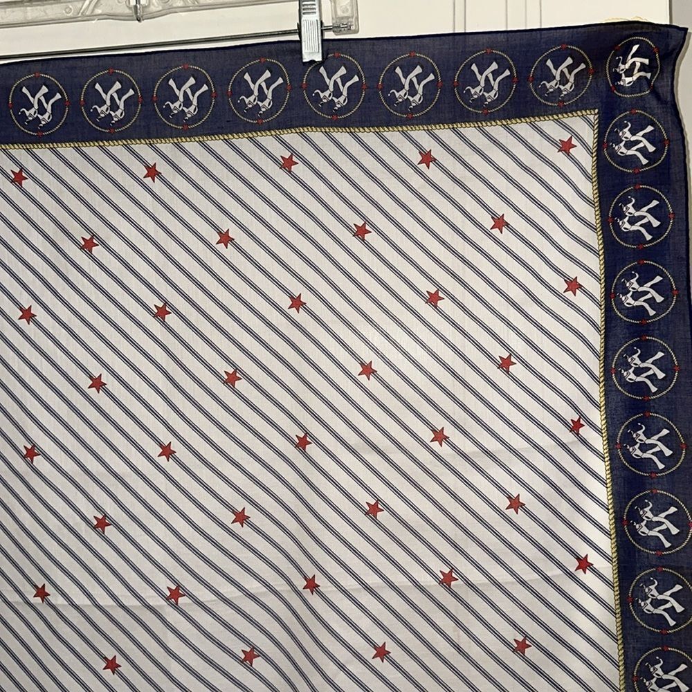 Vintage 60s Norman Red, White & Blue Sailor Print Very Large Square Scarf - Picture 3 of 8